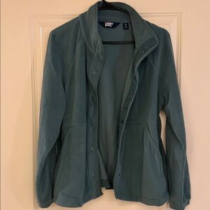 Lands' End Teal Green Utility Fleece Jacket